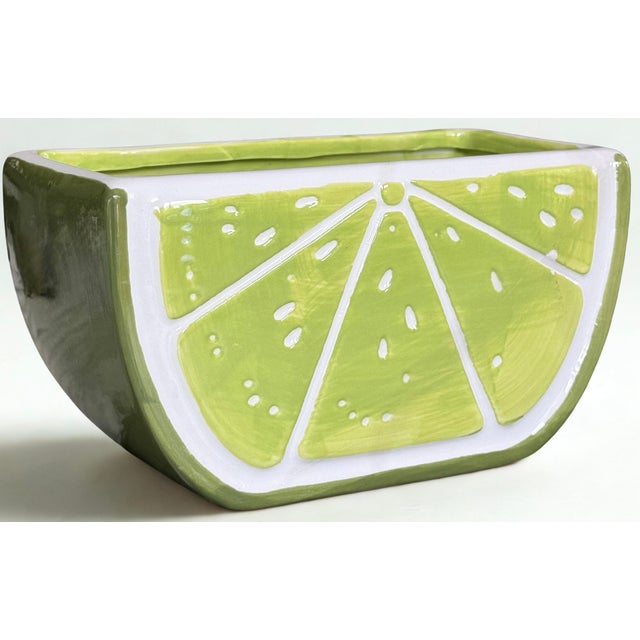 Vintage Lime Motif Vase or Napkin Holder For Sale - Image 4 of 16