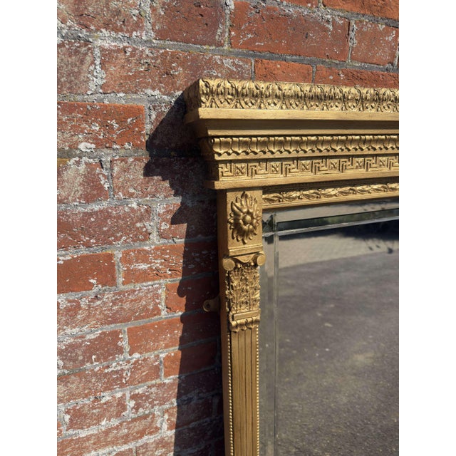 Large Antique English Gilt Overmantle Mirror, 19th Century For Sale - Image 5 of 7