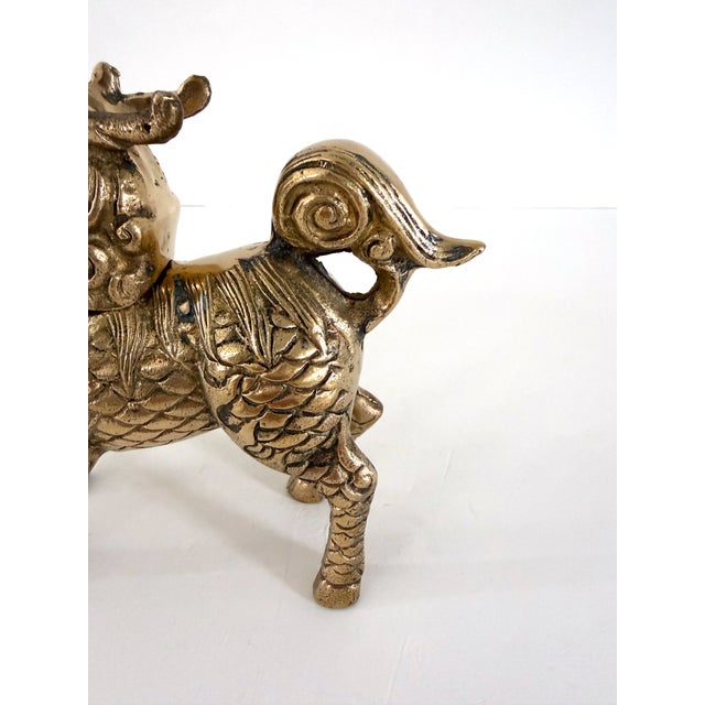 Vintage Brass Foo Dog Incense Burner For Sale - Image 11 of 14