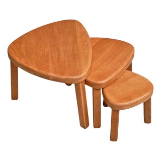 Nesting Tables in Oak, 1940s, Set of 3 For Sale
