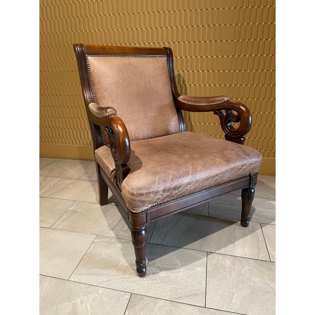 Empire Revival Leather and Mahogany Library Armchair For Sale - Image 10 of 12
