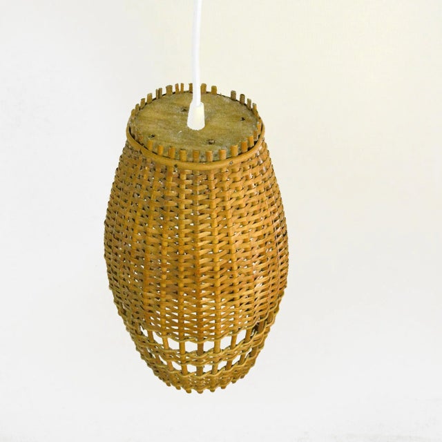 1960s Ceiling Lamp With a Wicker Shade, Denmark, 1960s For Sale - Image 5 of 11
