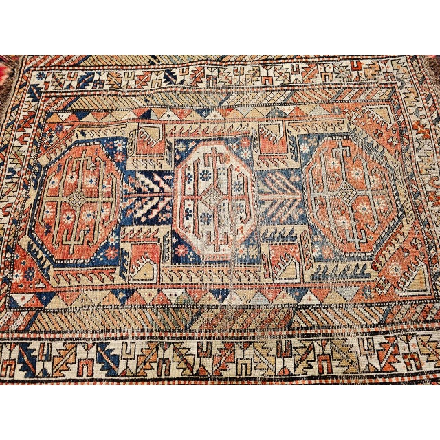 Antique Caucasian Shirvan Area Rug, Wool Pile, Geometric Pattern, 1880s, 4' x 5' For Sale - Image 4 of 18