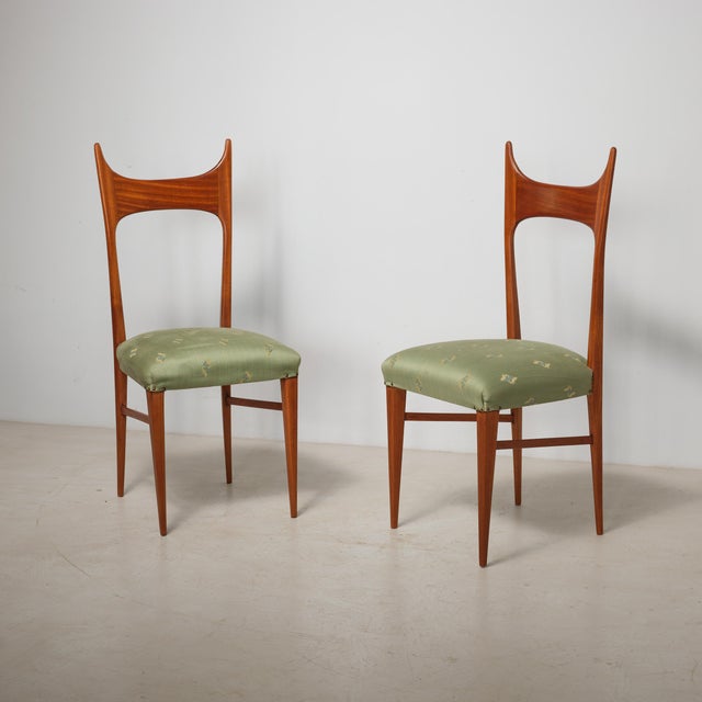 Brown Italian Side Chairs in Exotic Wood, 1950s, Set of 2 For Sale - Image 8 of 12