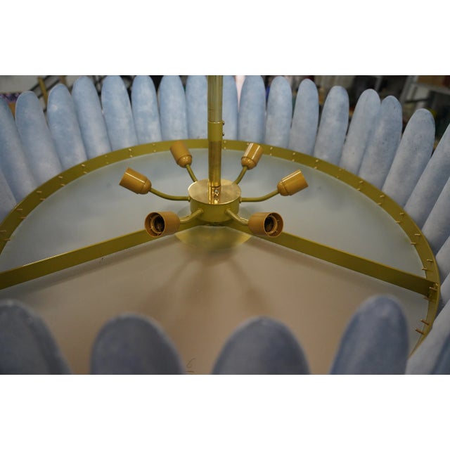 Mid-Century Murano Art Glass and Brass Chandelier and Pendant For Sale - Image 12 of 13