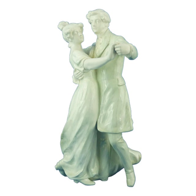 Large Art Nouveau Sculpture Depicting a Dancing Couple by E. Tell for Goldscheider, Austria, Early 1900s For Sale