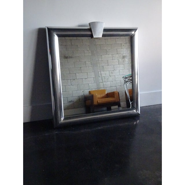 Vintage 1970s Mirror in Bullnose Aluminum Frame For Sale - Image 13 of 13