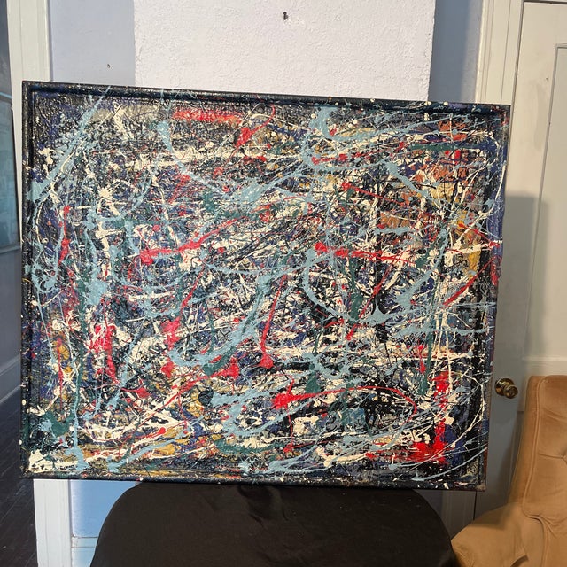 2020s Titled "Jackson Pollock" Artwork by John Frates, After Jackson Pollock, Mid Century Modern, Drip and Pour, Abstract # 1714, Hang Multi-Directional For Sale - Image 5 of 9