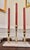 Hollywood Regency Brass Three-Candle Candelabra on White Marble Base For Sale - Image 11 of 11