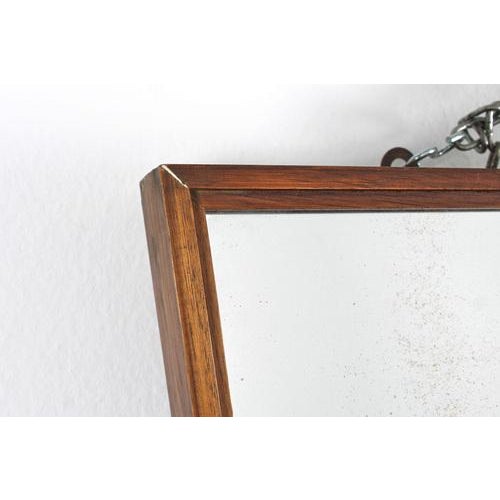 Mid-Century Italian Style Geometric Wall Mirror with Wooden Frame, 1960s For Sale - Image 9 of 13