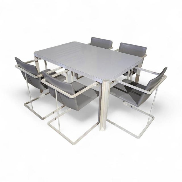 Grey Fabric and White Steel Chairs by Pierre Mazairac & Karel Boonzaaijer for Hennie de Jong, 1970s, Set of 4 For Sale - Image 5 of 17