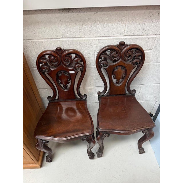 Antique Mahogany Hall Chairs, 1890s, Set of 2 For Sale - Image 13 of 13