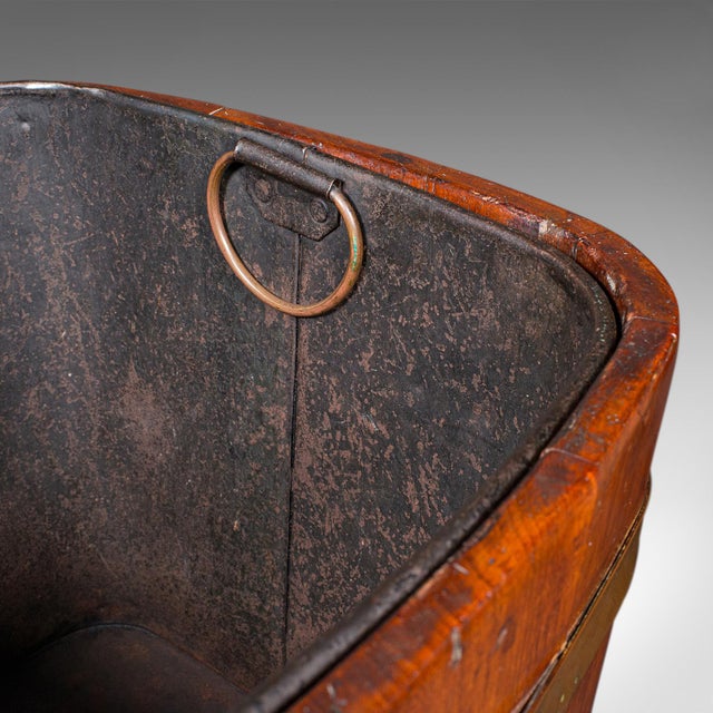 Brown Antique Fireside Store, English, Hearthside Coal Bin, Log Basket, Late Victorian For Sale - Image 8 of 9