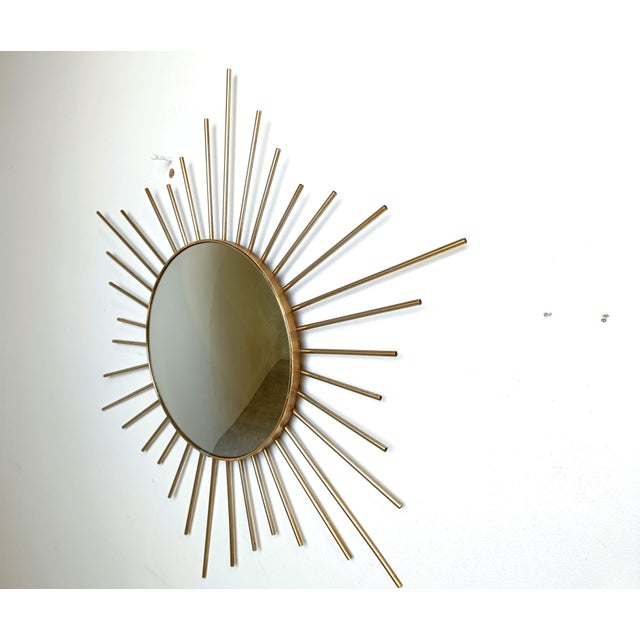 Gold Vintage Brass Sunburst Mirror, 1970s For Sale - Image 8 of 9