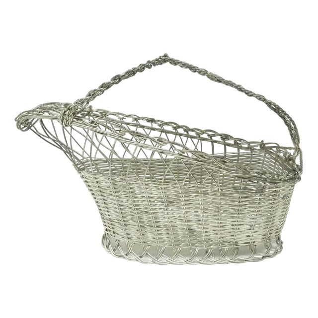 Art Nouveau German Champagne Bottle Basket, 1950s For Sale