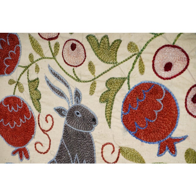 Uzbek Suzani Animal Cotton Tablecloth For Sale - Image 9 of 10