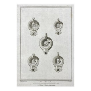 18th Century Roman Lamps With Deities Antique Engraving For Sale