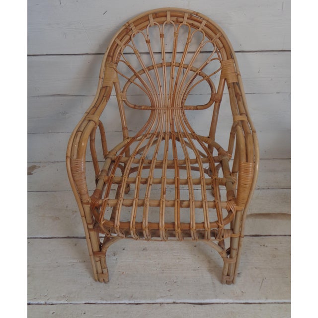 Peacook Armchair in Bamboo and Wicker, 1960s For Sale - Image 12 of 12