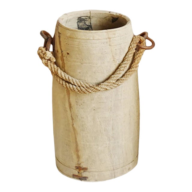 Vintage India Bleached Wood Milk Pot For Sale