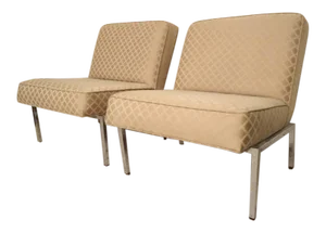 Chrome Base Slipper Chairs - A Pair