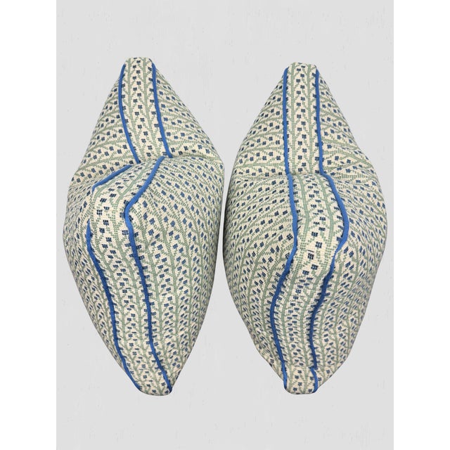 English Box Pillow Pair Fabricut Aditi Pistachio Floral Geometric For Sale - Image 3 of 9