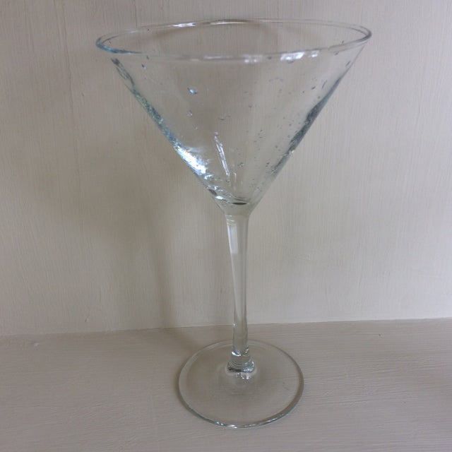 Spiral Etched Cocktail Shaker and 4 Hand Blown Martini GlassesSet of 5