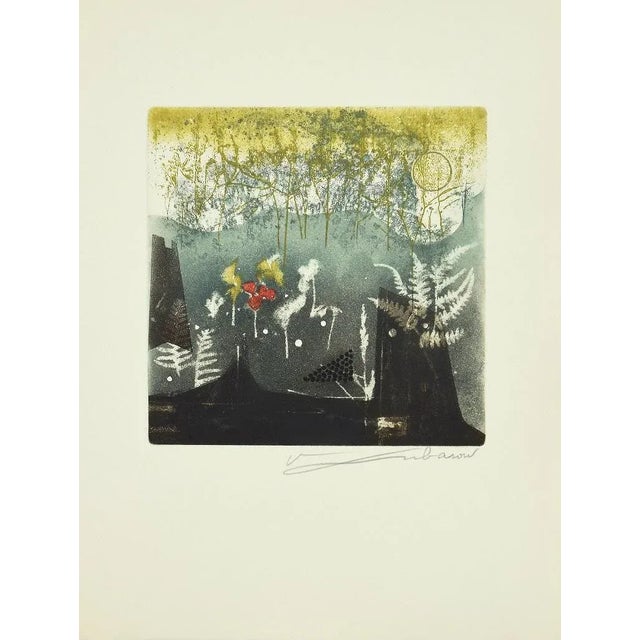 La Rosée is an excellent Contemporary artwork realized by Renée Lubarow (b.1923) in 1978. Original colored etching on...