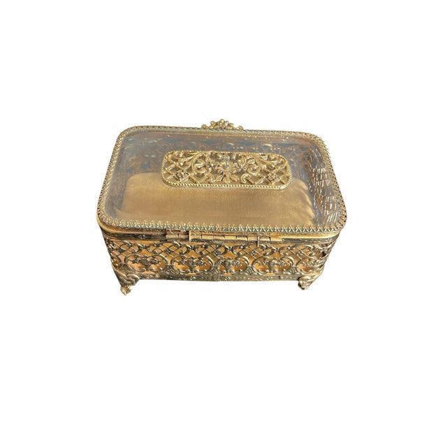 Hollywood Regency 1950s Matson 24kt Gold Plated Ormolu Jewelry Casket For Sale - Image 3 of 3
