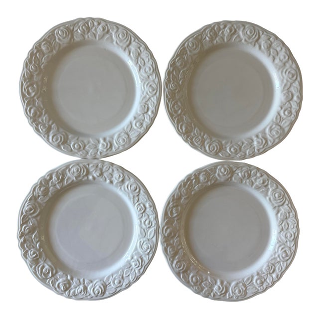 Mid 20th Century Quadrifoglio Rose Embossed Plates - Set of 4 For Sale
