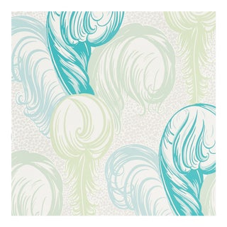 Sample - Schumacher X Paul Poiret Plumes Wallpaper in Peacock For Sale