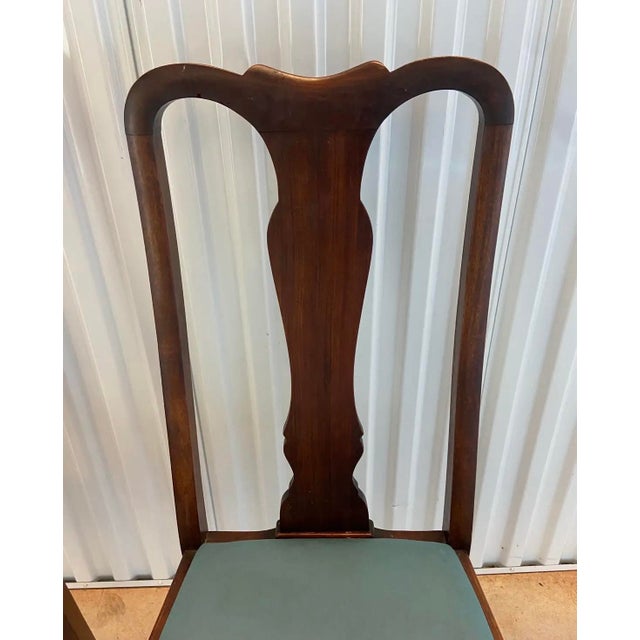 Wood Early Twentieth Century Classic Traditional Queen Anne Armless Dining Chairs, Splat Back With Slip Seats For Sale - Image 7 of 8