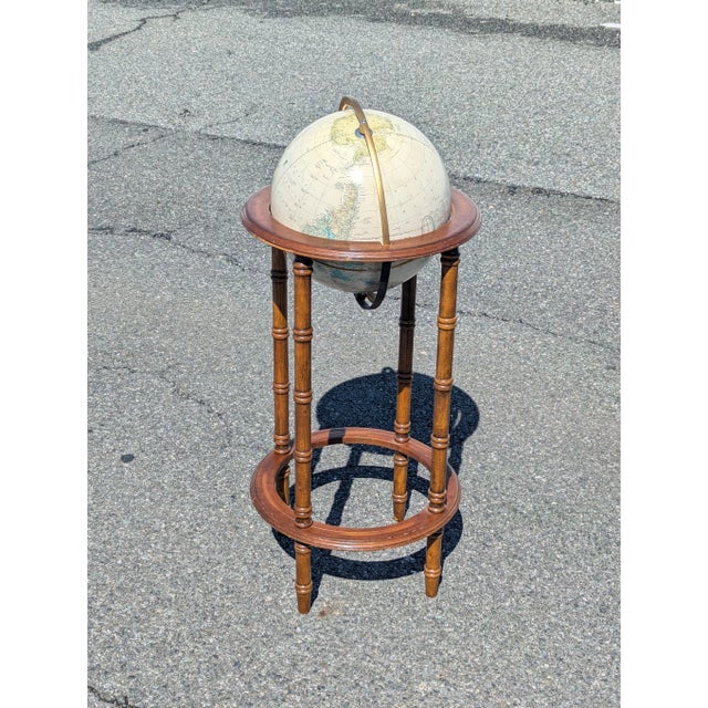 Mid 20th Century Mid Century Terrestrial Wood Standing Floor Globe For Sale - Image 5 of 9