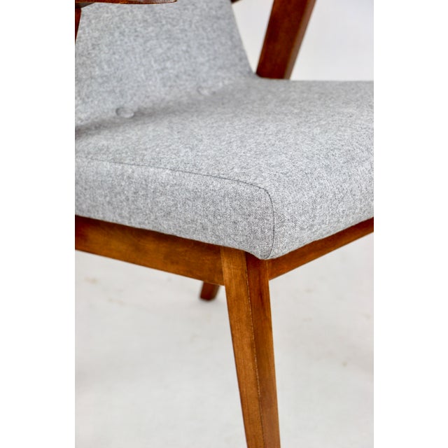 Wood Light Grey Easy Chairs by Mieczyslaw Puchala, 1970s, Set of 4 For Sale - Image 7 of 14