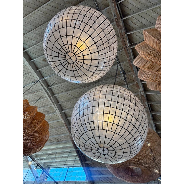 2020s Capiz Shell Globe Coastal Contemporary Pendant Light 25" For Sale - Image 5 of 8
