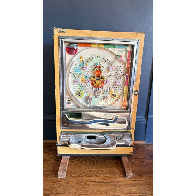 Japanese Vintage Japanese Pachinko Machine – Floor-Standing, Wood Cabinet (C. 1960s–70s) For Sale - Image 3 of 11