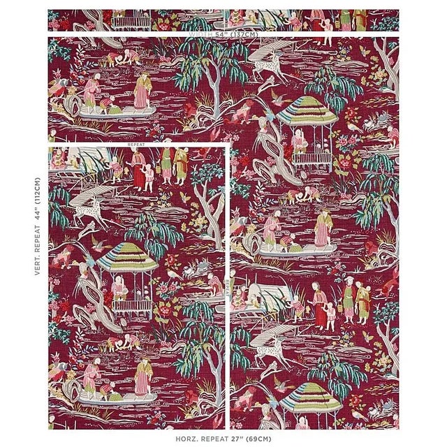 Based on a document from the 1950s and rendered in sublime color combinations, this take on traditional chinoiserie is a...
