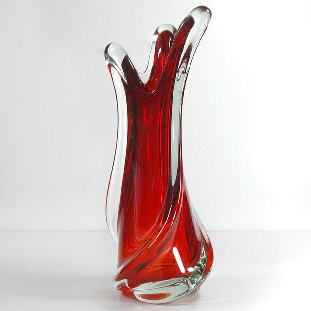 Large Red Murano Glass Vase, 1970s, in Very Good conditions. Designed 1970 to 1979 This piece is designed in the style of...