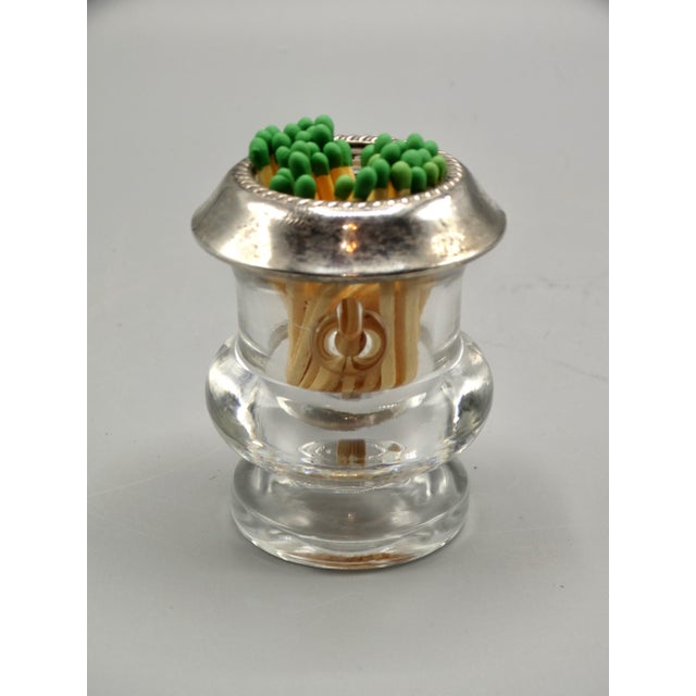 Antique Sterling Silver & Glass Match Holder For Sale - Image 6 of 8