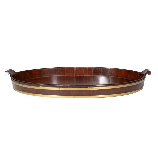 Large Regency Mahogany and Brass Banded Oyster Tray For Sale - Image 4 of 7
