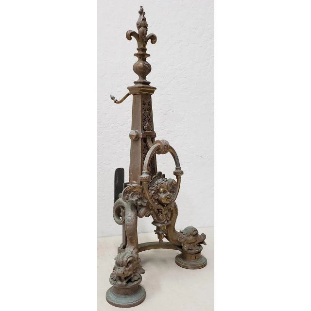 Metal Pair of Late 19th Century French Baroque Bronze Chenets / Andirons For Sale - Image 7 of 12