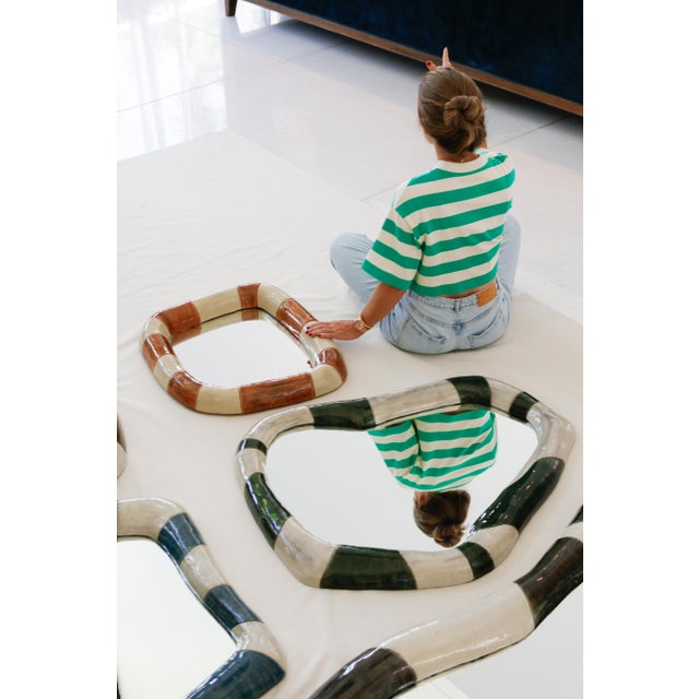 Contemporary Organic Shaped Mirror in Terracotta Echoe For Sale - Image 4 of 7