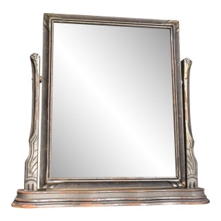Art Deco Swing Tilt Photo Frame 8x10 Distressed Silver Wood Vanity Table Frame For Sale