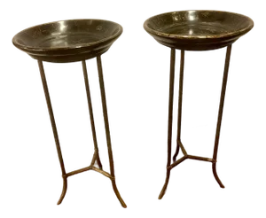 Attributed to Dennis & Leen Chinoiserie Black and Gold Cocktail Side Table a Pair