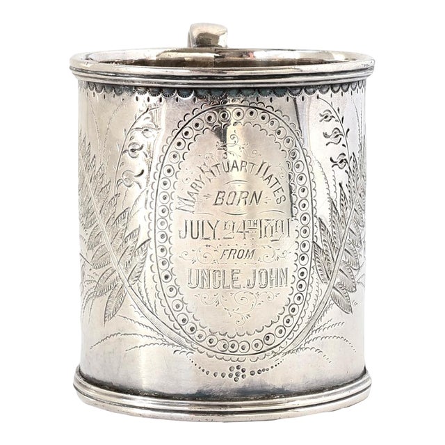 English Silver-Plate July 24th 1891 Birth Mug For Sale