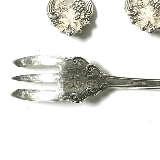 1940s Vintage Hollywood Regency English Chippendale Silverplate Seafood Forks - Set of 5 For Sale - Image 10 of 10