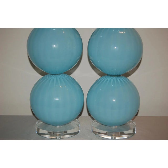 Glass Joe Cariati Glass Lamps Blue For Sale - Image 7 of 11