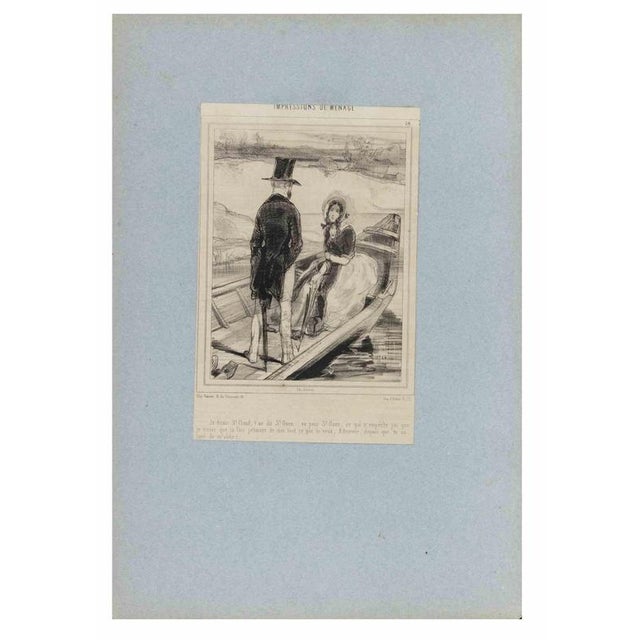 Lithograph on paper. Not signed. An original nineteenth-century lithograph by the celebrated French artist Paul Gavarni,...