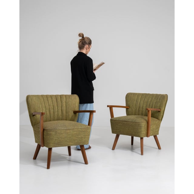 Pair of Mid-Century Modern Upholstered Armchairs, Antique, Denmark, 20th Century For Sale - Image 13 of 13