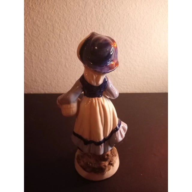 1970s 1970s Blue & White Porcelain Boy & Girl Figurines- Set of 2 For Sale - Image 5 of 11