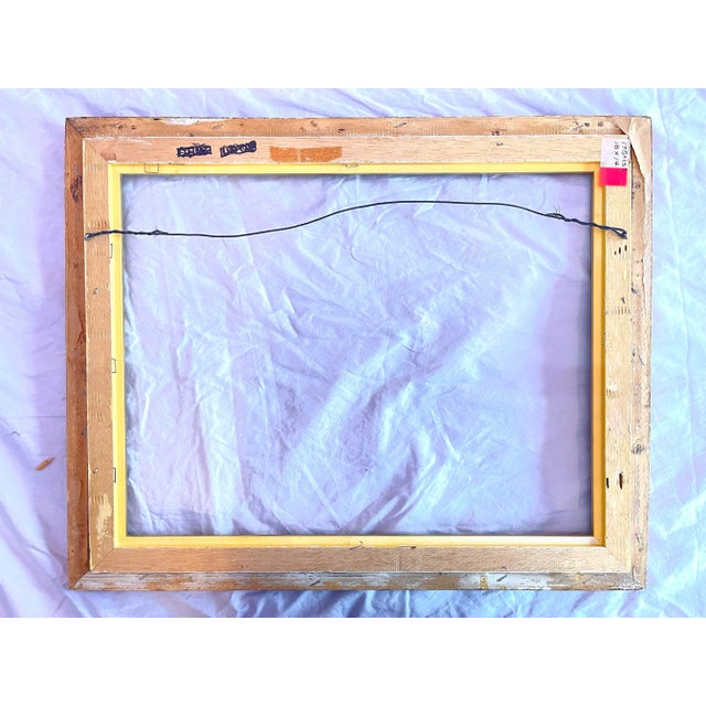 1950s Giltwood Bamboo-Style Linen Wood Picture Frame For Sale - Image 9 of 13
